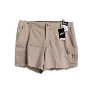 LEE Women's Sz 22 M CARGO Regular Fit Mid Rise SHORTS Oxford Tan 5" inseam